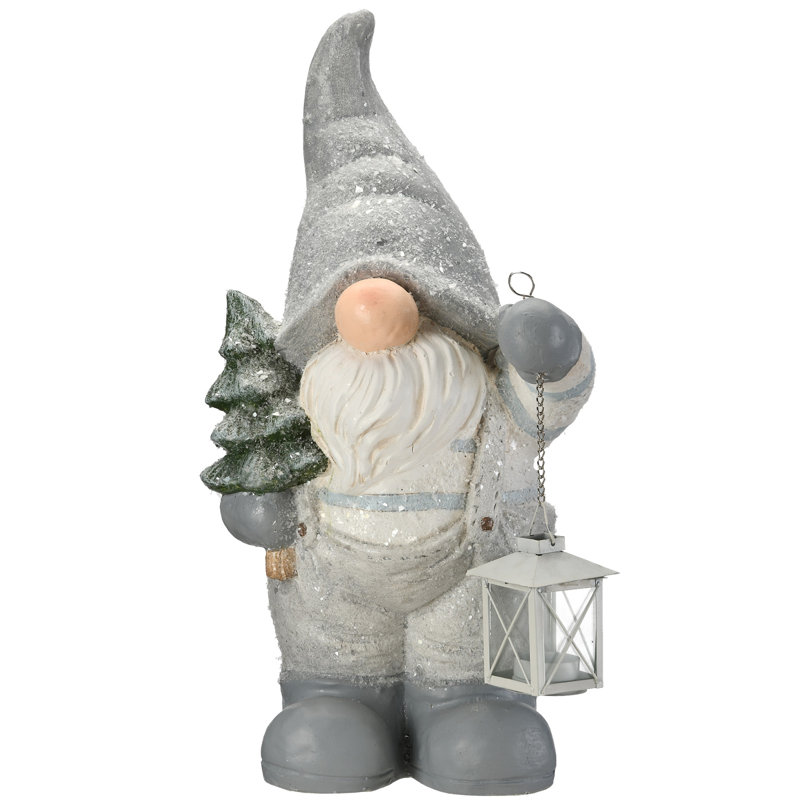 Gnome d'hiver 19 "avec lanterne porte-bougie