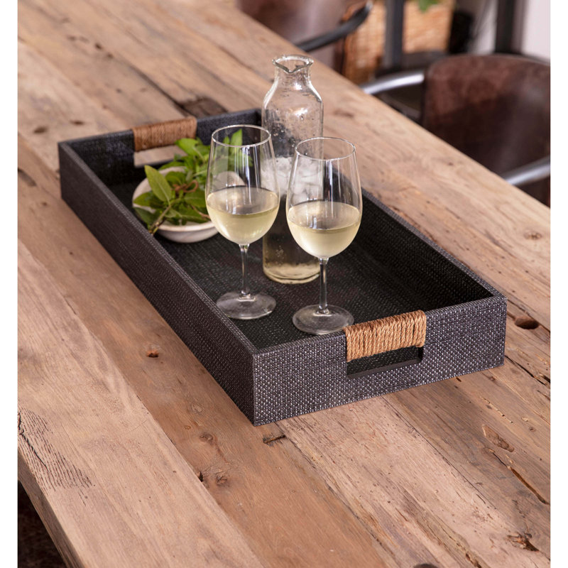 Logia Resin Decorative Tray, White, 3.5" H x 24" W x 11" L