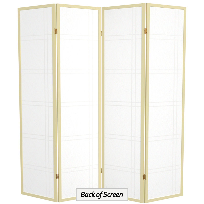 70.5" Tall Double Cross Shoji Panel Room Divider, Honey, 4, 5 ft