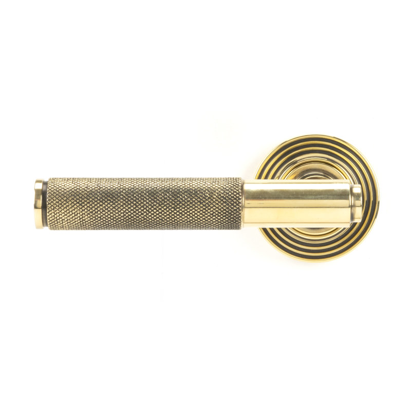 Brompton Lever on Rose Set (Beehive) - Unsprung, Aged Brass