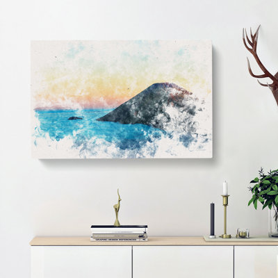 Mount Sumbing in Indonesia Watercolour - Wrapped Canvas