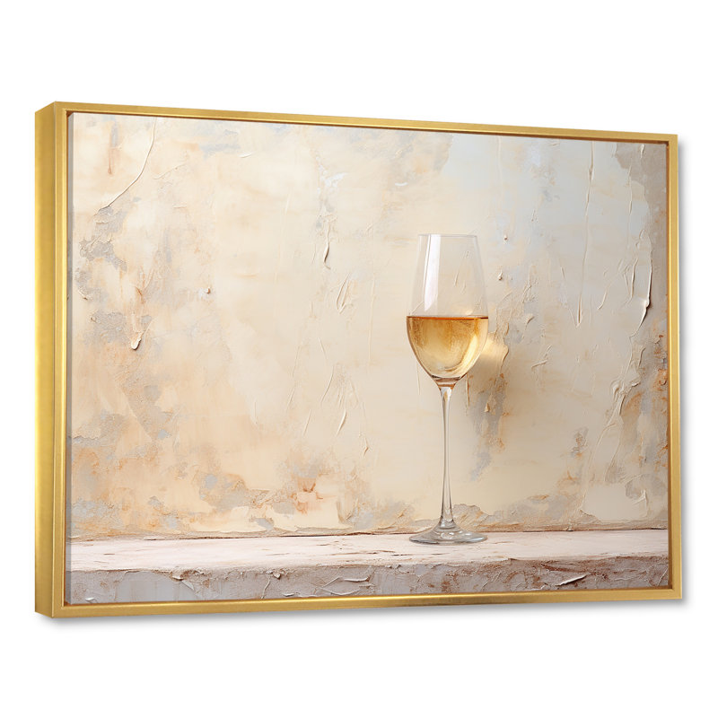 Minimalisme vin champagne, Cadre flottant doré, H 34 po x l 44 po x P 1,5 po