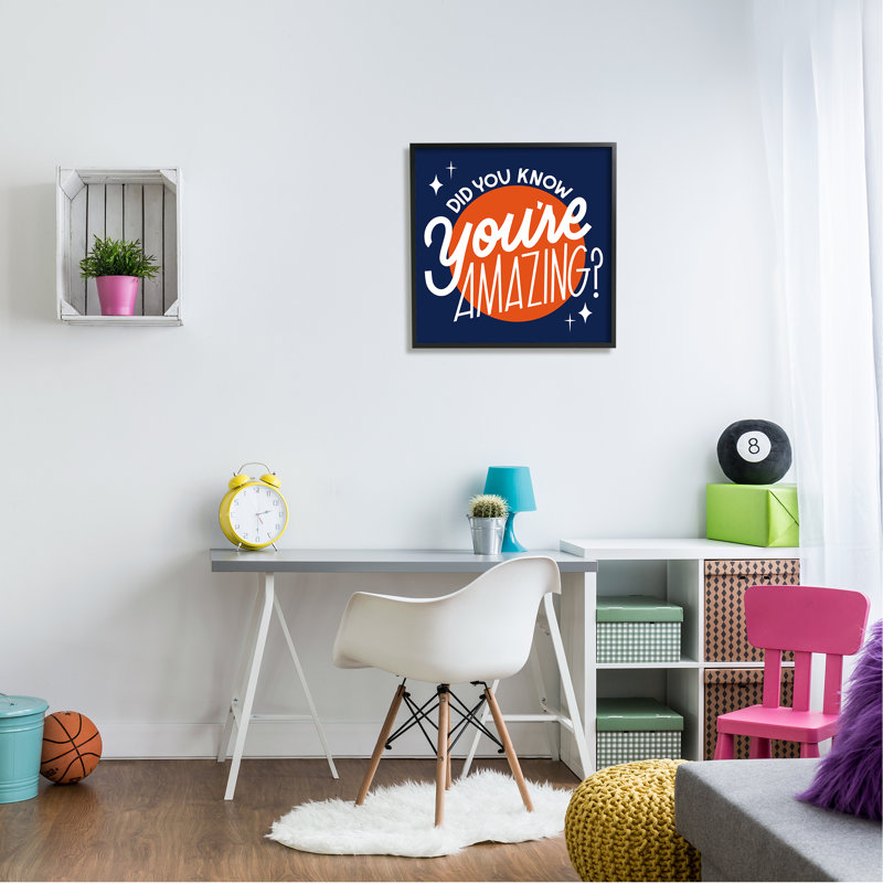 Au-596, estampe numérique «You Amazing Blue & Orange», impression, H 24 po x l 24 po x P 1,5 po, Giclée encadrée noir minuit
