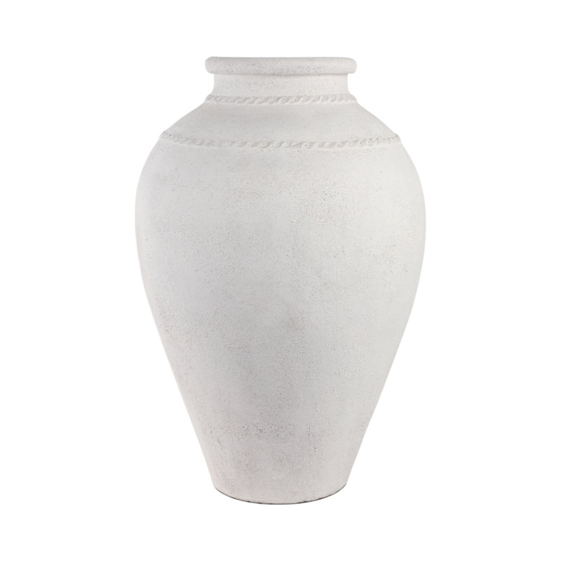 Handmade Clay Floor Vase, Ivory
