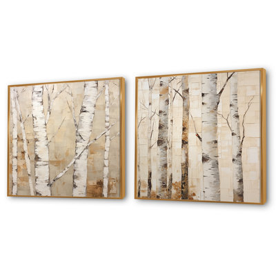 Beige minimalisme arbre bouleau IV - ensemble de 2 boules carrées