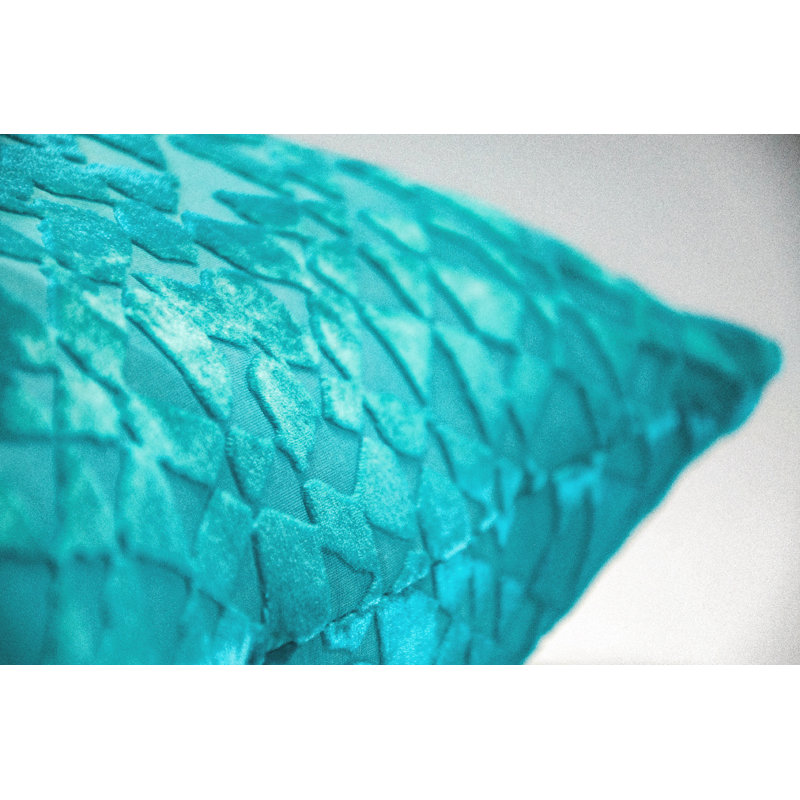 Triangles Square Velvet Pillow Cover & Insert, Aruba, 20" x 20"