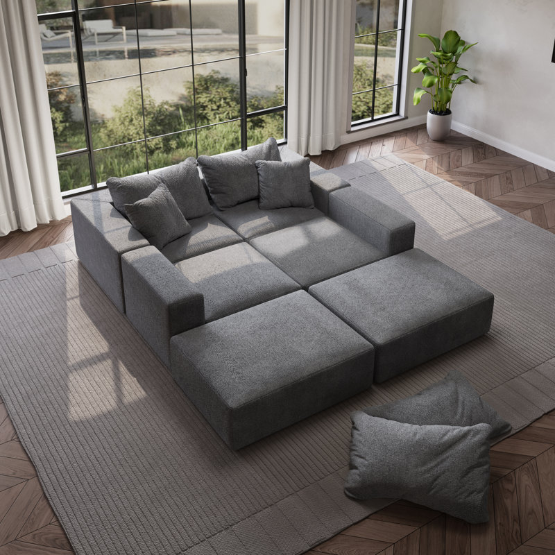 Canapé surdimensionné rembourré avec oreillers, Gris chenille