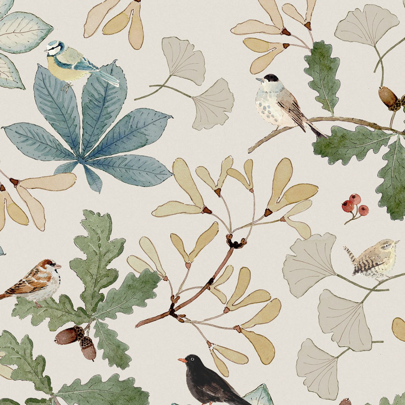  Papier peint Orchard Birds Off, Crème