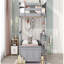 Lit double superposé au dessus d'un lit double avec bureau, gris-1890323798
