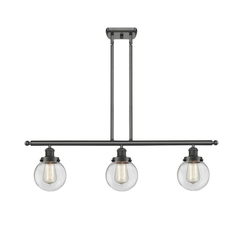 Chippewa 3 - Light Kitchen Island Pendant, LED, Clear, Oil Rubbed Bronze