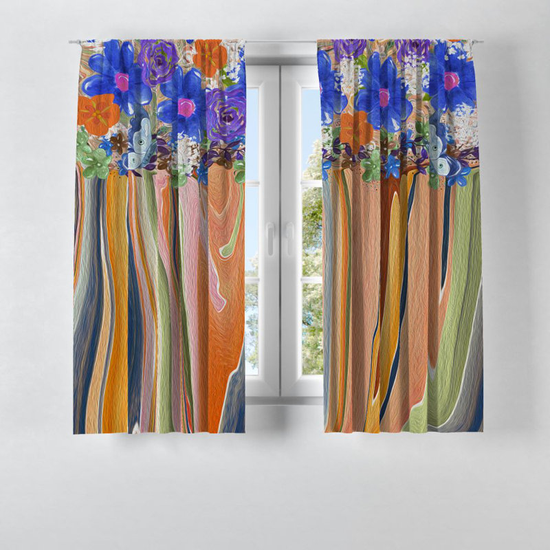 Panneaux de rideaux semi-transparents à motif floral, L 20 po x L 61 po