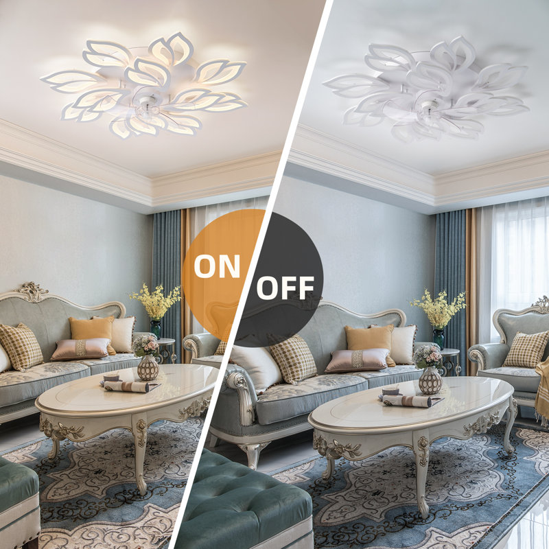 35'' Modern Ceiling Fans with Lights and Remote, Dimmable, 6 Speed, Reversible, Timing, Low Profile Ceiling Fan for Living Room