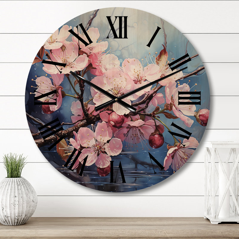 Horloge murale en bois massif Vernetha, Moyenne