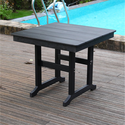 Modern HDPE Patio Dining Table, With Umbrella Hole, Weather Resistant, For Outdoor, Yard, Lawn (Black, 1 Piece - 35.43'' Table)