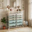 Chariot de rangement roulant à 5 tiroirs avec panier supérieur en filet, chariot de rangement mobile sur roulettes verrouillables, chariot de rangement compact pour la cuisine, la salle de bain, le bureau et la salle de jeux