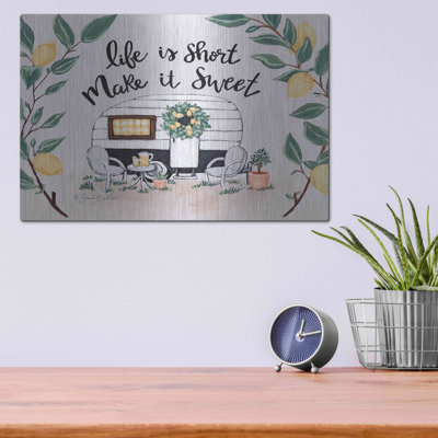 Trinx 'Make It Sweet Vintage Camper' by Sara Baker, Metal Wall Art, 16"x12"