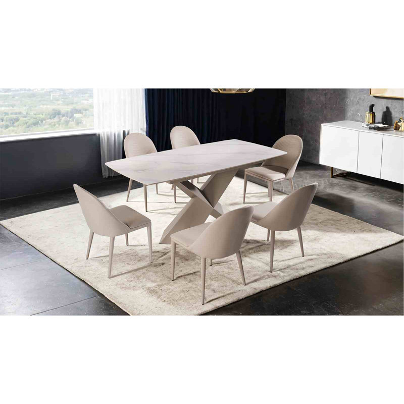 Chaise de salle à manger 2 pièces en similicuir brun