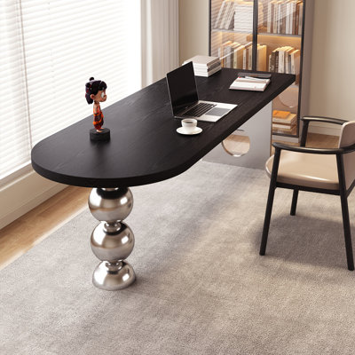 Black Half-Circle Solid Wood desk