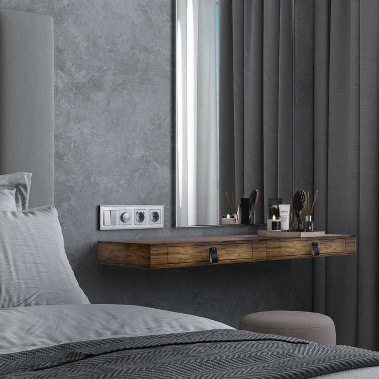 2 Piece Floating Shelf with Drawer (Set of 2)
