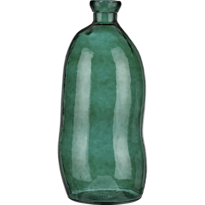 Orange Organic Shaped Recycled Glass Tall Vase, Sea Green