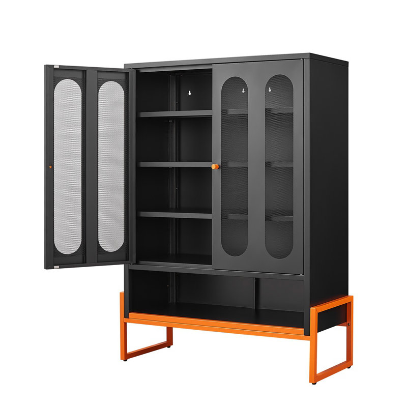 5.9" High Foot Double-sided Mesh Door Shoe Cabinet – Movable Double-layer Partitions, Hollow Base (moisture-proof/seismic), Robot Vacuum Accessible, Under-door Storage For Living Room