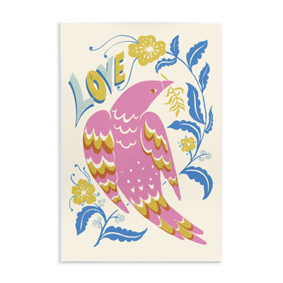 Plaque murale Groovy Folk Love Bird, design par Hannah Moren