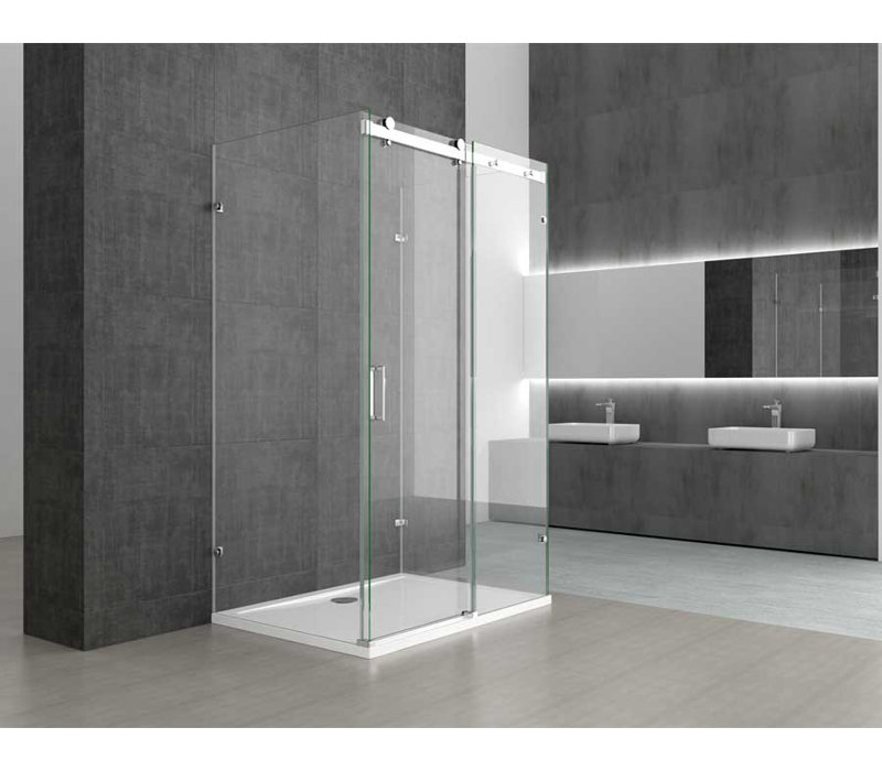  U Shape Framless Shower Enclosure - Sliding Door & 2x Side Screen - 8mm Safety Clear Glass (1250 x 800mm)