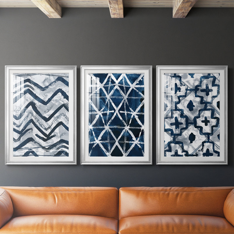 Indigo Memory IV - reproduction encadrée sur mesure de qualité supérieure mate - 3 pièces
