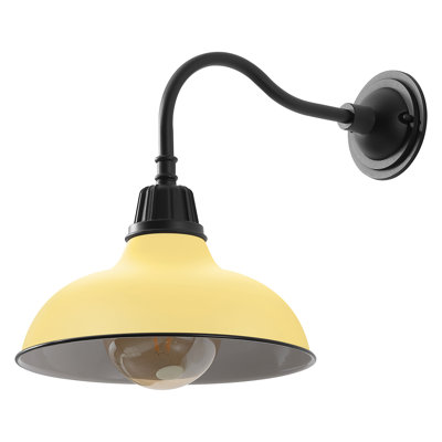 Manelle 12.25" 1-Light Farmhouse Industrial Indoor/Outdoor Iron LED Gooseneck Arm Outdoor Sconce