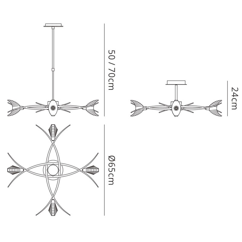 Drossett 4 - Light Shaded Chandelier, Polished Chrome