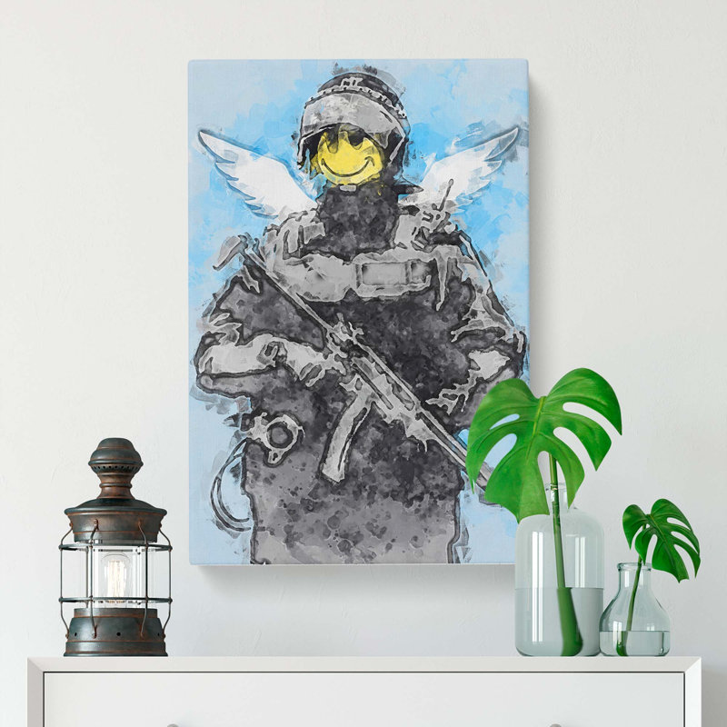 Smiley Policeman by Banksy - Wrapped Canvas, 76cm H x 50cm W x 3cm D