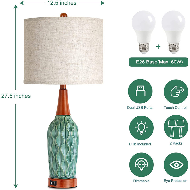 Lampe de table en céramique Anari USB