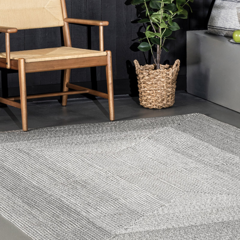 Tapis intérieur / extérieur gris clair Michaela, Rectangle 5 pi x 8 pi