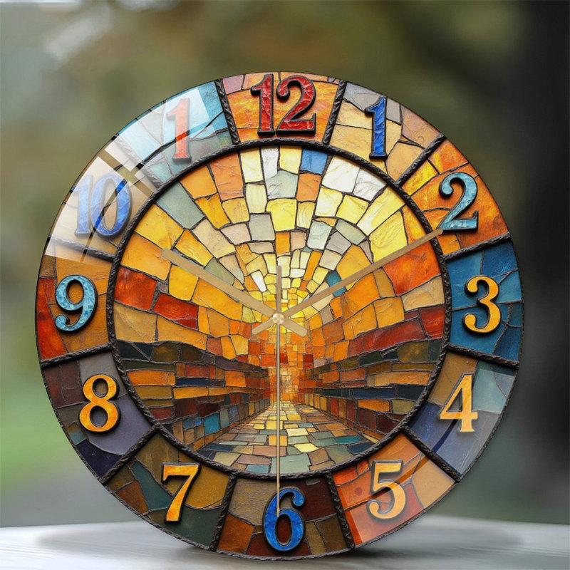 Horloge murale vitrail - 12 po