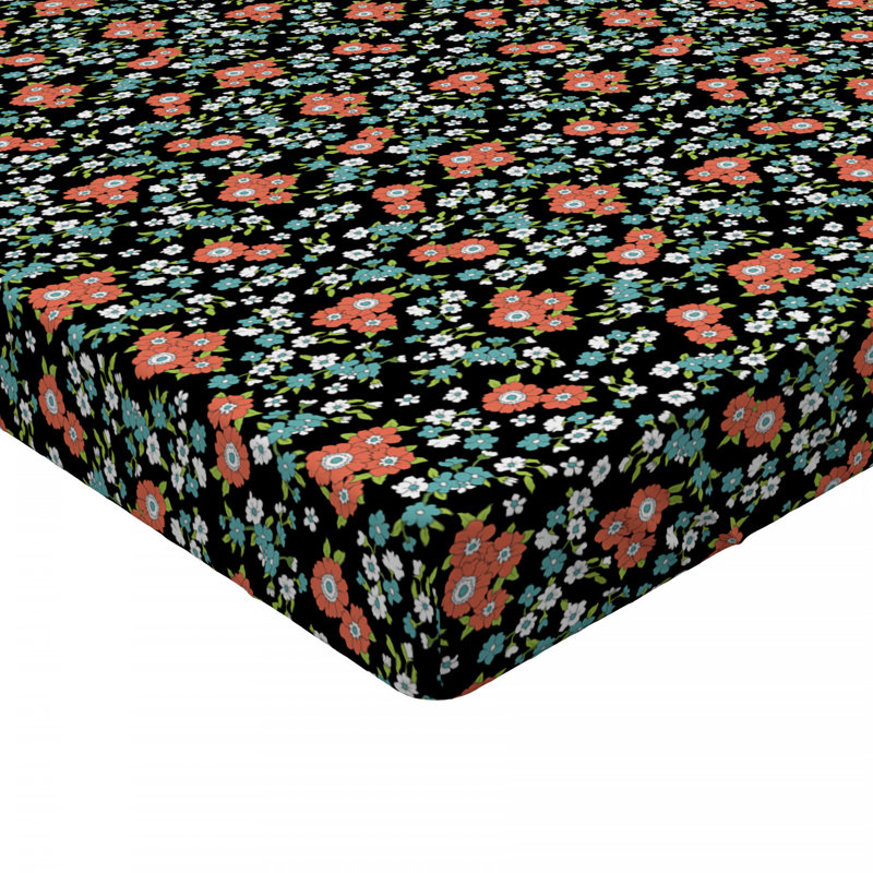 Microfiber Floral Fitted Sheet, Full Fitted Sheet