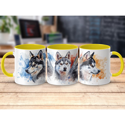 11oz Watercolour Siberian Husky Dog Design Coffee Mug