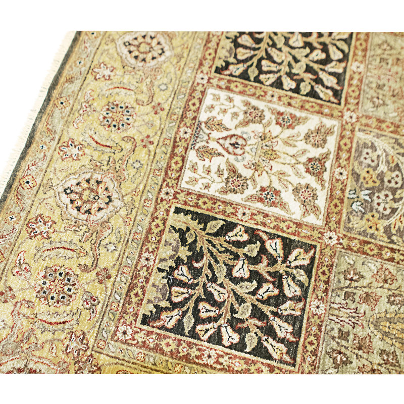 Hand Knotted Wool Area Rug in Multi And Gold