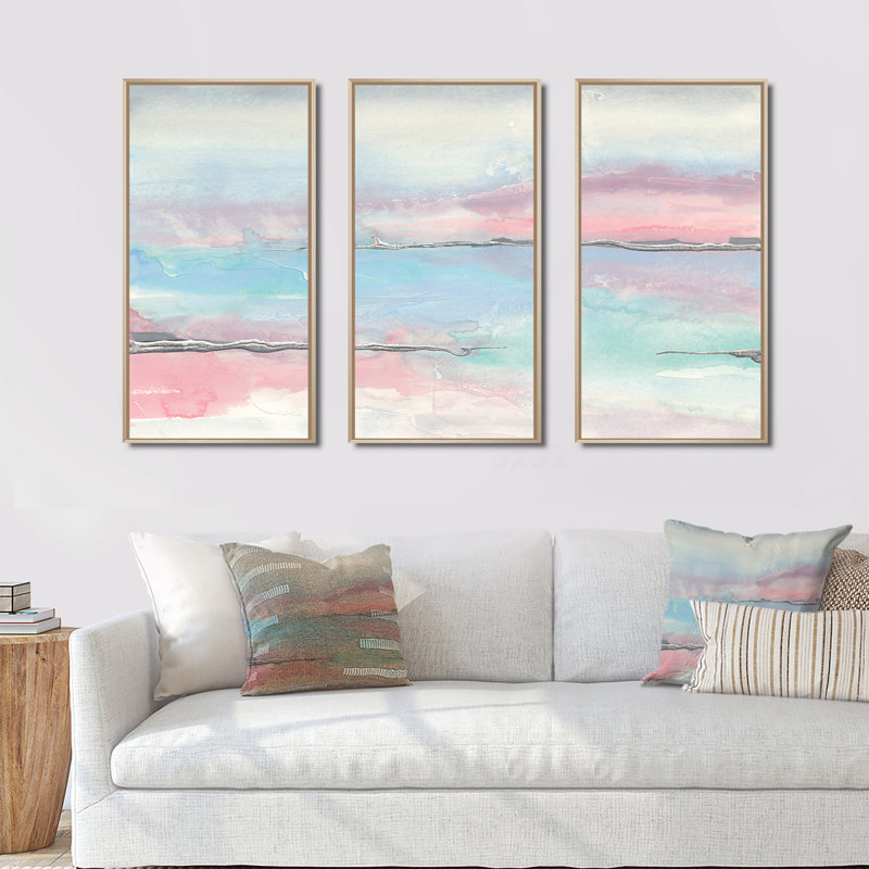 " Metallic Shabby Pink II " 3 - Pieces Painting Print