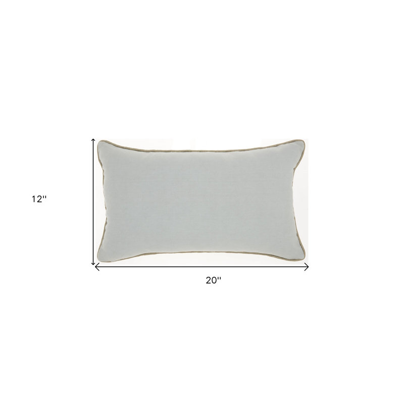 12" X 20" Periwinkle Cotton Throw Pillow, Gray