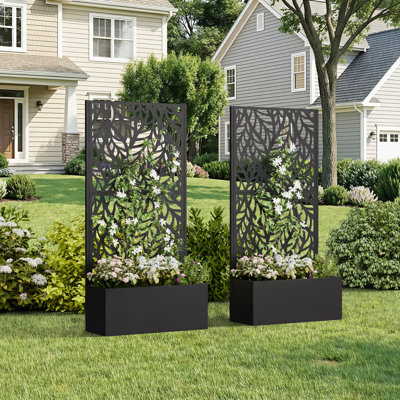 Lit de jardin surélevé autoportant en métal avec treillis pour plantes grimpantes
