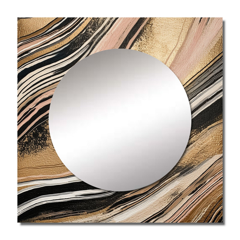 Kloe - Miroir carré abstrait en marbre pour décoration murale, 23 po x 23 po
