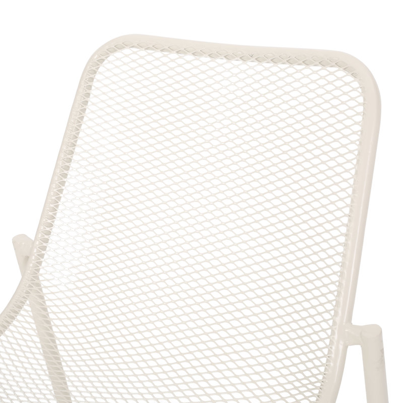 Bisso Outdoor Metal Mesh Stacking Accent Chairs, Matte White