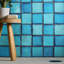Emery Blue 4X4 Square Handmade Crackled Glossy Terracotta Tile - Final Sale-905382732