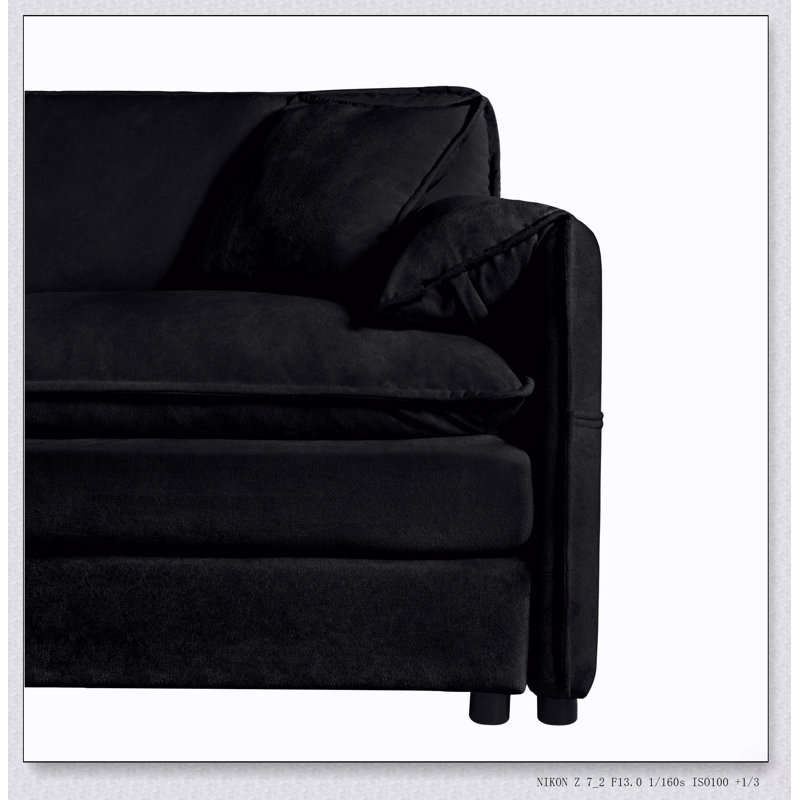 Fauteuil modulaire moderne avec assise profonde et revêtement en chenille pour un confort de salon flexible, Black Chenille
