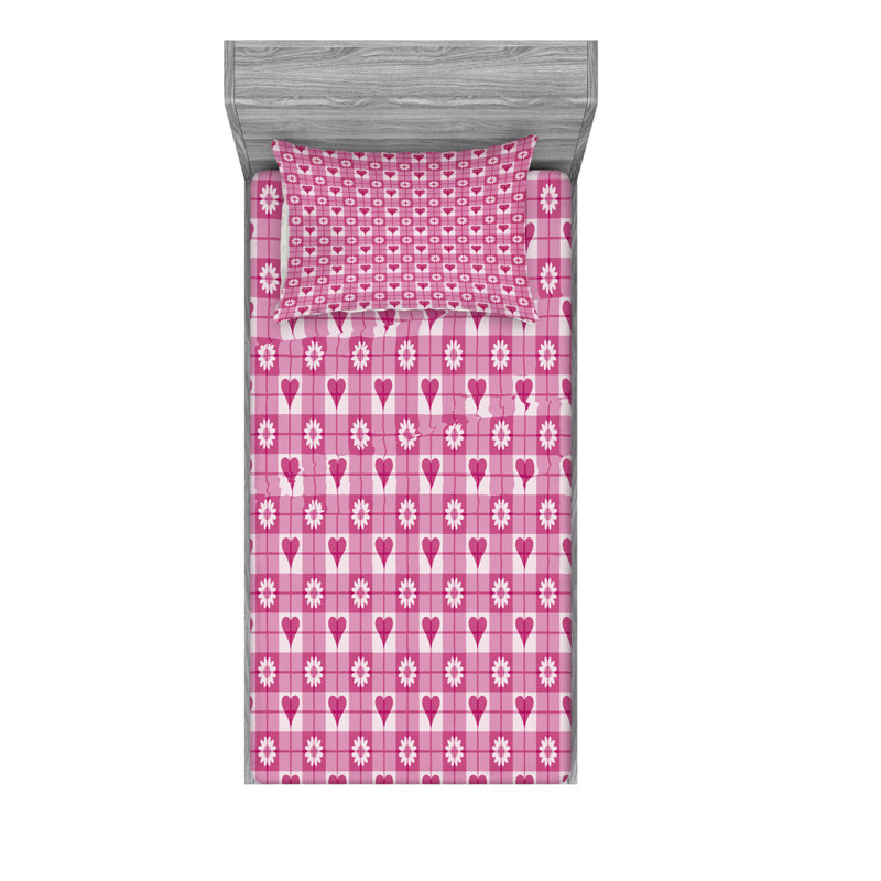 Ensemble de draps en cœurs pour enfants, Ensemble de draps pour lit simple avec drap-housse
