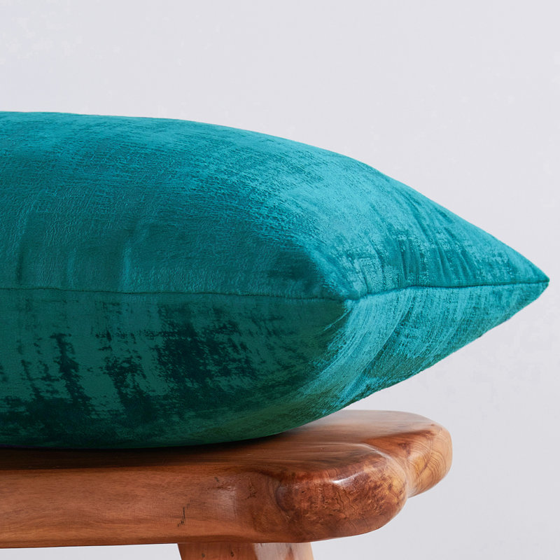 Textured Velvet Textured Rectangular Pillow Cover, Deep Teal