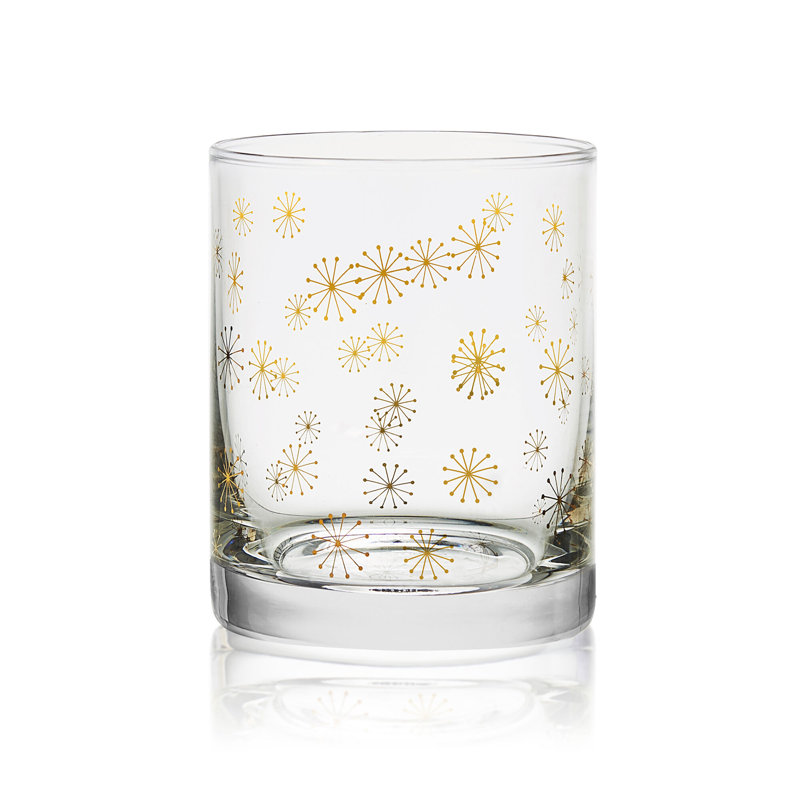 Gold and Silver Patterned Double Old Fashioned Glasses Set of 4