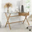 Kol Glass Top Metal Base Writing Desk