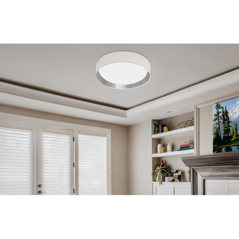 Terrence LED Flush Mount, 10.5cm H x 37cm W x 37cm D, White/Silver