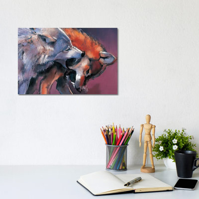 Two Wolves 1 Piece Wrapped Canvas Wall Art